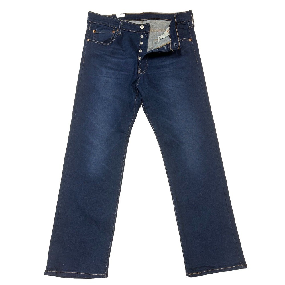 Levi's 501 Original Jeans Men 36x30 Blue Button Fly Straight Dark Wash IRREGULAR